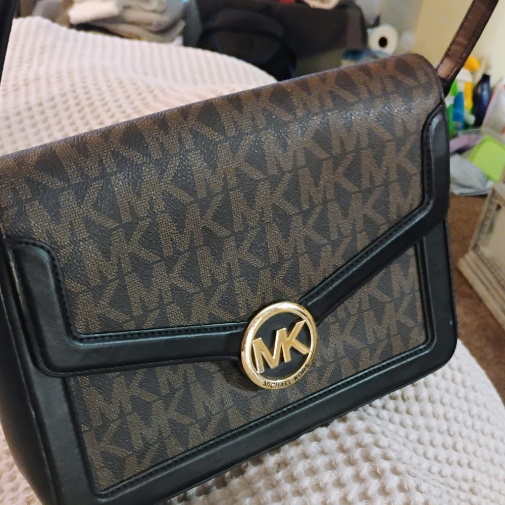 Michael Kors Brown and Black Logo Shoulder Bag